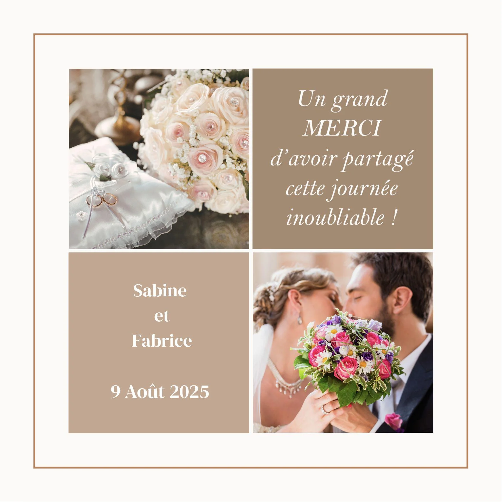 Carte de remerciement mariage gareoult